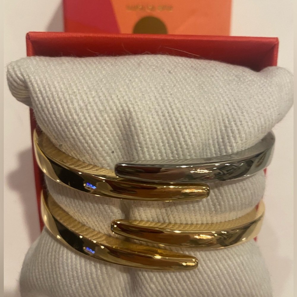 True to Form brand Mixed Metal sculptural skinny Bracelets gold or silver